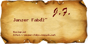 Janzer Fabó névjegykártya